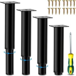4pcs Universel Pieds De Lit Réglable 20-37cm De Salle De Bain Pied Réglable Pour Meuble Ronds Métal Pieds De Lit/De Canapé 20 Cm (20-37cm) - Neuf