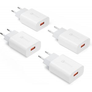 JGD-4 Pi&egrave;ces Chargeur Prise USB, 18W Quick Charge 3.0 Chargeur Rapide Alimentation 6V/3A Secteur pour Samsung Galaxy S23 A54 A14 A53 S22 Ultra S21 FE S20 Note 20 10 9 8 Z Flip 4 3 S10 S9 S8 A13 A12 - Neuf