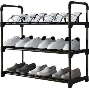 Tianyi-Étagère À Chaussures À 3 Étages - Peut Contenir 9 Paires De Chaussures - Revêtement Antirouille - Convient Pour Dortoir, Maison De Location, Balcon, Étagère À Chaussures Empilable - Neuf