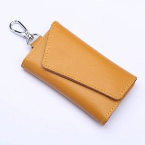 Porte-Clés En Cuir Véritable Pour Hommes Et Femmes,Pochette De Rangement,Portefeuille De Clé De Voiture Fendu En Vache,Étui Pour Clés De Femme De Ménage,Mini Sac Pour Cartes.Yellow. - Neuf