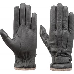 Gants En Cuir Pour Homme - Cuir V&eacute;ritable, Coupe-Vent Et Doubl&eacute;s En Laine Gants Tactiles Avec Isolation Thermique Pour La Ville, La Conduite Et La Promenade Cuir Premium Avec Doublure Douce - Neuf