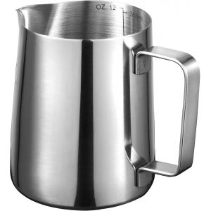 KAL-Pichet À Lait Inox 350Ml U2013 Pichet Lait Inox Avec Graduation, Pichet Acier Inoxydable 304 Pour Barista, Mousseur À Lait 12Oz, Idéal Pour Cappuccino, Expresso, Latte Art Et Café Maison - Neuf