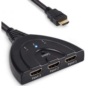 ERYI-Switch (Commutateur) 3 Ports Hdmi En 1 Full Hd (1080P) Avec Câble 50 Cm, Compatible Avec Ps4 / Xbox One/Switch - Neuf