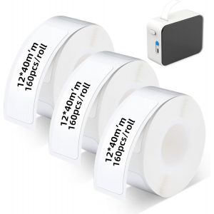 Lot de 3 rouleaux de papier thermique adhésif D30,noir sur blanc,pour étiqueteuse Phomemo D30/D35,rouleau de papier thermique pour fournitures de bureau et de maison - Neuf