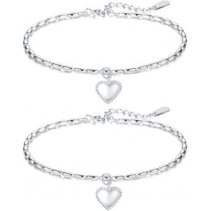 Lot De 2 Bracelets Avec Pendentif D'amour,Bracelets De Perles,Bracelets De Style Simple,Bracelets Tendance Et Polyvalents,Bracelets Pour Femme,Accessoires Vestimentaires. - Neuf