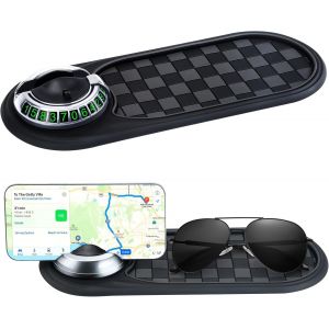 Tapis Antid&eacute;rapant Universel Pour Tableau De Bord De Voiture-Support De T&eacute;l&eacute;phone Rotatif &Agrave; 360&deg; Avec Num&eacute;ro De Stationnement Cach&eacute;,Support &Agrave; Ressort Pour T&eacute;l&eacute;phones,Cl&eacute;s,Lunettes - Neuf