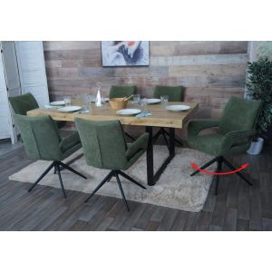 Lot de 6 chaises de salle &agrave; manger HWC-O78, chaise de cuisine, pivotante avec retour automatique, tissu/textile chenille (310 g/m&sup2;) &Ouml;ko-Texvert - Neuf