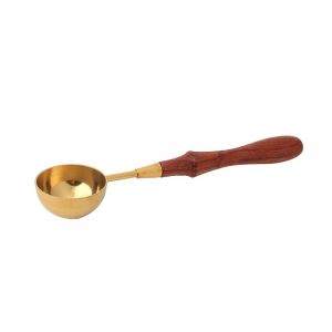 Cuillere a cire vintage en acier inoxydable, anti-chaleur, manche en bois, tampon a cire (#01) - Neuf
