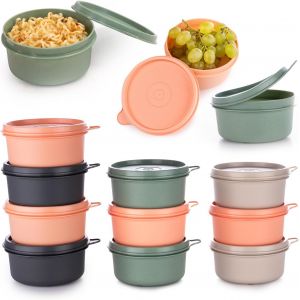 Checarzhn--No1-Lot De 10 Petites Boîtes À Bento Rondes En Plastique Avec Couvercles, Hermétiques, Étanches, Réutilisables, 255 G, Pour Cuisine, Pique-Nique - Neuf