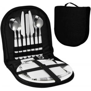 Ensemble De Couverts De Camping Avec Cuillère,Fourchette,Assiette À Couteau,Couverts De Voyage Légers Pour Le Pique-De Randonnée En Plein Air - Neuf