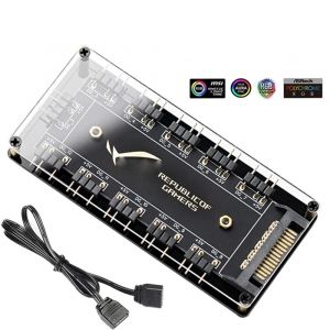 KALPZ-Câble Argb Rgbw 5V 3 Broches Pour Asus Aura Sync 10 Hub Répartiteur Sata Adaptateur De Câble D'Extension D'Alimentation Led Bande Lumineuse Pc Rgb Ventilateur Refroidisseur,, - Neuf