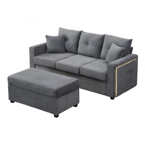 Ensemble canapé 3 places + pouf LED modulaire L (5 coussins) - Neuf