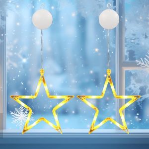Jgd-Lumi&egrave;res De Ventouse De No&euml;l,2pcs Fen&ecirc;tre No&euml;l Lumi&egrave;re, Rideau Lumineux &Eacute;toiles Led,Guirlande Lumineuse Fen&ecirc;treno&euml;l,Lumi&egrave;re Led Ventouse Pour D&eacute;coration - Neuf