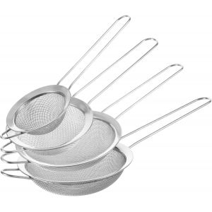 Lbgwp60-Lotde 4 Passoires De Cuisine En Acier Inoxydable - Mailles Fines Avec Poignée Renforcée - 4 Tailles - Passoire À Mailles Fines - En Métal Polyvalent - Pour Égoutter Les Pâtes, Le Quinoa, Les - Neuf
