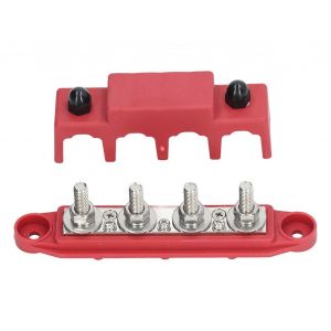 4 goujons Bloc de Distribution d'Alimentation Avec Couvercle 3/8Inch Marine jeu de Barres Pour Caravanes, Bateaux, Remorques 1248V Rouge - Neuf