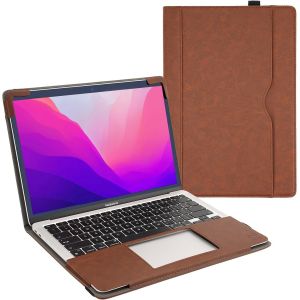 Coque Compatible avec Nouveau MacBook M2 Air 13.6 Pouces A2681 2022 Release avec Touch ID, &Eacute;tui Housse en Cuir Protection Livre Folio Housses pour Ordinateur Portable, Marron Fonc&eacute; - Neuf