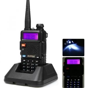 Baofeng UV-5R Talkie-walkie FM radio VHF-UHF avec double bande, affichage, veille et horloge intégrée Noir - Neuf