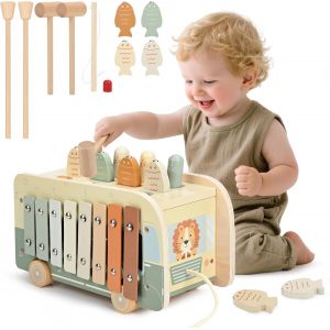 JGD-Jouet Bebe 1 an, Jouet Montessori 7 en 1 Xylophone Bebe, Jouet en Bois Jeux Bebe Cadeau Enfant Garcon Fille 1 2 3 4 Ans - Neuf