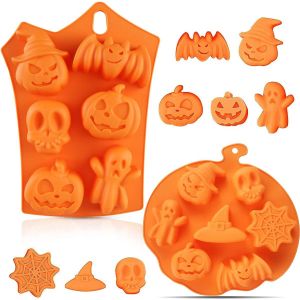 Kalanka-2 Pcs Moulle Halloween Silicone, Moule Biscuit Halloween, Halloween Moule Cuisson, Stampo Per Torta Di Zucca In Silicone, Moule Citrouille En Silicone - Halloween Pumpkin-Kalanka - Neuf
