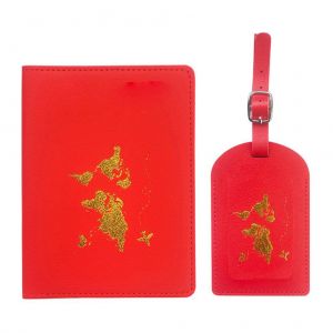 HJLIAN Etiquettes de bagages et etui pour passeport en cuir PU, etiquettes de bagages, porte-passeport, cadeau de voyage - Neuf