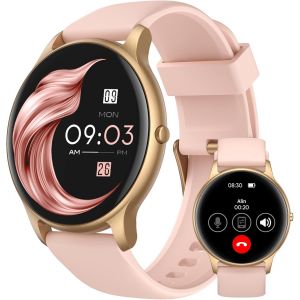 Montre Connectée Femme Avec Appel Bluetooth 5.2, 33 Mm Écran Hd Montre Intelligente Numérotation Smartwatch Avec Spo2 Fréquence Cardiaque Sommeil 100+ Sportifs Pour Ios/Android-Or Rose - Neuf