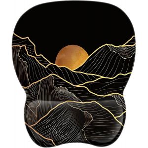 KALANKA-Tapis de Souris avec Repose-Poignet Ergonomique, 4mm Mousepad avec Remplissage en Mousse à mémoire, Texturée Résistant à Usure Lavable - Pic du Crépuscule - Neuf