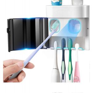 Porte-Brosse À Dents Mural,Distributeur Automatique De Dentifrice Avec Couvercle Anti-Poussière,Porte-Brosses À Dents Électriques Pour Salle De Bain Avec 2 - Neuf