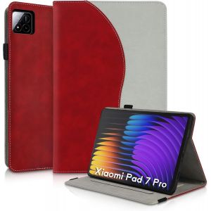 NAERYUT-Coque Pour Xiaomi Pad 7/Pad 7 Pro 11.2 Pouces 2025 Étui En Cuir Pu À Rabat Avec Support Fonction Housse De Protection Ultra Fin Avec Porte-Pencil Rouge - Neuf
