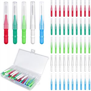 Kwex-50 Pièces Brossettes Interdentaire Avec La 5 Couleurs, Brossette Interdentaires Avec Couvercle, Brosses Outil De Nettoyage De Dents Pour Nettoyer Entre Dents Maintenir Santé Bucco-Dentaire - Neuf