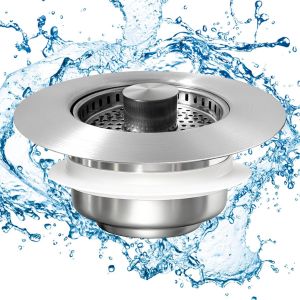 JGD-75-86 mm &eacute;vier de Cuisine Escamotable Bouchon Evier Cuisine, 3 en 1 Filtre Evier Cuisine, Tappo Lavandino Cucina Fur Aux &eacute;viers de Cuisine avec Un Trou de 75-86 mm - Neuf