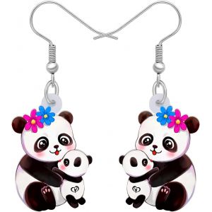 Kal-Boucles D'oreilles Panda Acrylique Pendantes Bijoux Fantaisie Panda Cadeaux Pour Femmes Filles Charms - Neuf