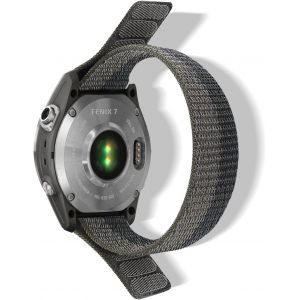 Nylon Bracelet Pour Garmin Quatix 8 47Mm/Quatix 7 Pro/Tactix 8 47Mm/Fenix8 47 Mm/F&iquest;nix 7Pro/F&iquest;nix 6Pro Bracelet Respirant Pour Descent G2/Fenix E/Epix 2 (Quickfit 22Mm, Noir Gris) - Neuf