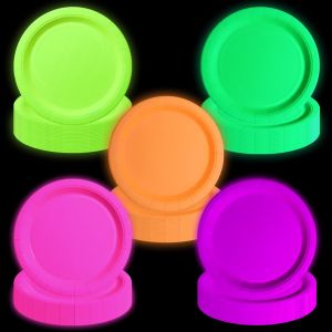 Eryi-100 Pc Glow Dans L'obscurité Fournitures De Fête Au Néon, Plaques D'anniversaire Au Néon De 5 Couleurs Pour Les Décorations De Fête Halloween Glow - Neuf