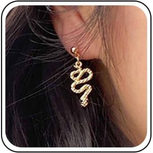 Kalhx-Boucles D'oreilles Boho Serpent Boucles D'oreilles Pendantes Serpent Doré Boucles D'oreilles Gothique Serpent Dangly Clous D'oreilles Punk Serpent Ondulé Boucles D'oreilles Bijoux Pour - Neuf