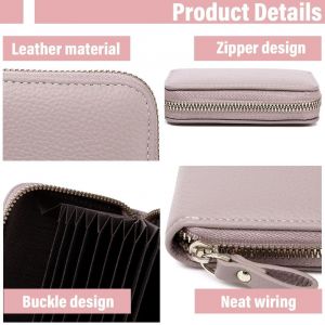 CAUC-Porte Cartes de Cr&eacute;dit Fermeture Eclair, &Eacute;tui pour Cartes de Cr&eacute;dit pour Femme avec Protection RFID, &Eacute;tui pour Cartes en Cuir &agrave; Fermeture &Eacute;clair, Rose - Neuf
