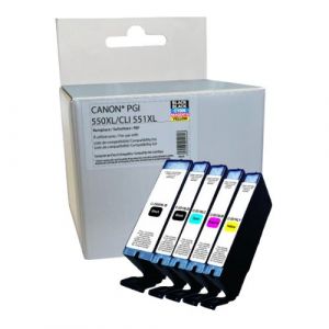 PGI550 XL / CLI551 XL - PGI-550 XL / CLI-551 XL Pack de 5 cartouches d'encre compatible Canon PGI550 XL / CLI551 XL - Canon PGI-550 XL / CLI-551 XL - 6509B013 - Neuf