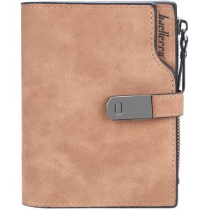 Porte Monnaie Femme En Cuir Pu Porte Feuilles Pour Femme Court Lisse Et Souple Petit Portefeuille Femme Avec 16 Emplacements Cartes Et Zippé Pochette À Monnaie (Rose-S) - Neuf