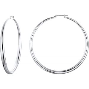 Kal-Boucle D'oreille Femme Acier Inoxydable Cr&eacute;ole Fille Grand Cercle Clou Nom Fantaisie Originale [Argent&eacute;/Dor&eacute; 40/60/80 Mm] Bijoux Cadeau Anniversaire Mariage Gr&acirc;ce Valentin No&euml;l Nouvel An - Neuf