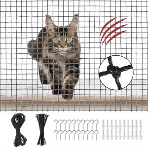 Filet Pour Chat Pour Balcon 6 X 3 M Fil Renforc&eacute;,Avec Corde De Fixation De 15 M Et Accessoires,Filet De Protection Pour Fen&ecirc;tre,Terrasse,Porte Noir - Neuf