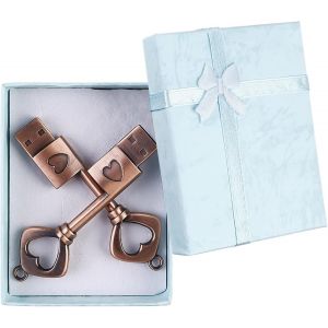 Clé USB 32 Go Avec Boîte Paquet de 2, Rétro en Métal, Porte-Clés d'Amour pour Mariage Gravure Personnalisée pour Ordinateur Portable, PC - Neuf