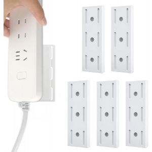 SEPT-Lot de 5 supports de multiprise autocollants - Sans perforation - Pour la maison, la cuisine et le bureau - Gestion des câbles pour montage mural (blanc) - Neuf