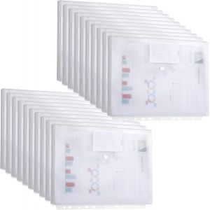 ERSHI-Document Wallet A4 Filing,Lot de 20 dossiers A4 avec, à 11 trous et poche d'étiquette,Classeur imperméable pour l'organisati[3103] - Neuf