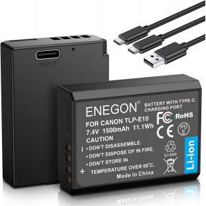 LP-E10 Lot de 2 Batteries de Rechange USB-C à Charge directe 1500 mAh pour Canon LP-E10,Compatible avec Canon EOS 1100D 1200D 1300D 1500D 2000D 3000D 4000D Kiss X50 X70 EOS Rebel T3 T5 T6 T7 - Neuf