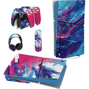 Eryi-Autocollant Protection Pour Ps5 Slim Standard Console, Sticker Skin Pour Ps5 Manette & Télécommande & Casque & Station De Charge,Disc Edition-Dragon Néon - Neuf