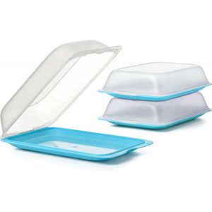 KALANKA-Boîtes a Charcuterie Fresh | Ensemble de 3 Maxi | Boite a Jambon Conservation Frigo, Empilable | Passe au Congelateur, Micro-ondes et Lave-vaisselles | Sans BPA, 17 x 6,2 x 25,2 cm, Couleur B - Neuf