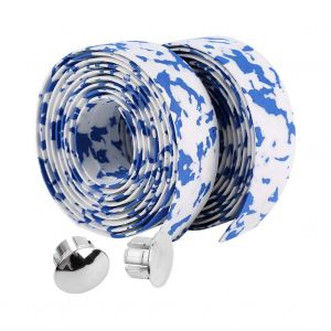 2pcs Cyclisme V&eacute;lo De Route V&eacute;lo Guidon Grip Ruban Adh&eacute;sif + 2 Bouchons De Barre (Noir + Blanc) - Neuf