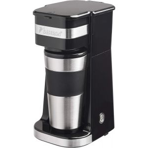 KALANKA-Cafeti&egrave;re avec tasse isotherme pour caf&eacute; filtre moulu, Machine &agrave; caf&eacute; 2 pour grandes tasses, id&eacute;al pour le camping, pr&eacute;paration rapide, 750 W, Couleur: Argent - Neuf
