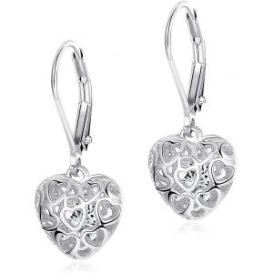 Kgabery-925 Argent Sterling Boucles D'oreilles En Soie Boucles D'oreilles Pendentif Leverback Plaquées Or 18k Pendentif En Forme De Coeur Boucles D'oreilles Pour Femmes - Neuf