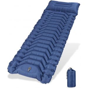 Letnerny-Matelas Camping Autogonflant, Ultral&eacute;ger De Matelas Gonflable Avec Pompe &Agrave; Pied, Matelas De Camping Pliable, R&eacute;sistant &Agrave; L'eau, Matelas Randonn&eacute;e, Pour Trekking,Voyage,Plage(Bleu) - Neuf