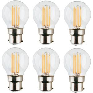 Lot De 6 Ampoules &Agrave; Filament Ambre &Agrave; Culot &Agrave; Ba&iuml;onnette De Style Vintage 4w Antique Golf Light Home G45 Small Globe Round B22 2700k Blanc Chaud 40w Remplacement Incandescent - Neuf